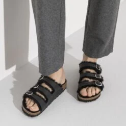 Birkenstock Florida Fresh Shearling Oiled Leather -Chic Shoe Store 1020319 f closeup f