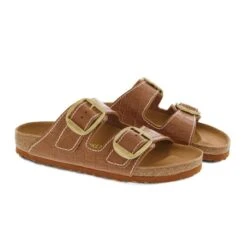 Birkenstock Arizona Big Buckle Embossed Natural Leather Cognac -Chic Shoe Store 1023766 6