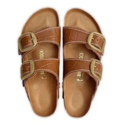 Birkenstock Arizona Big Buckle Embossed Natural Leather Cognac -Chic Shoe Store 1023766 top