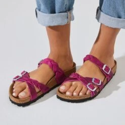 Birkenstock Franca Braid Oiled Leather Festival Fuchsia -Chic Shoe Store 1023978 f closeup f