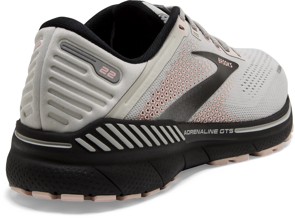 BROOKS Women's Adrenaline GTS 22 WIDE (035 - Grey/Rose/Black) 6 BROOKS Women's Adrenaline GTS 22 WIDE (035 - Grey/Rose/Black) - Image 4