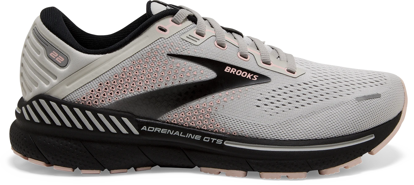 BROOKS Women's Adrenaline GTS 22 WIDE (035 - Grey/Rose/Black) 3 BROOKS Women's Adrenaline GTS 22 WIDE (035 - Grey/Rose/Black)