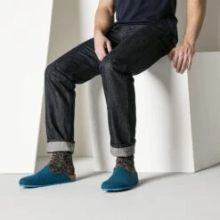 Birkenstock Amsterdam Wool Felt Petrol -Chic Shoe Store 559763 f look m